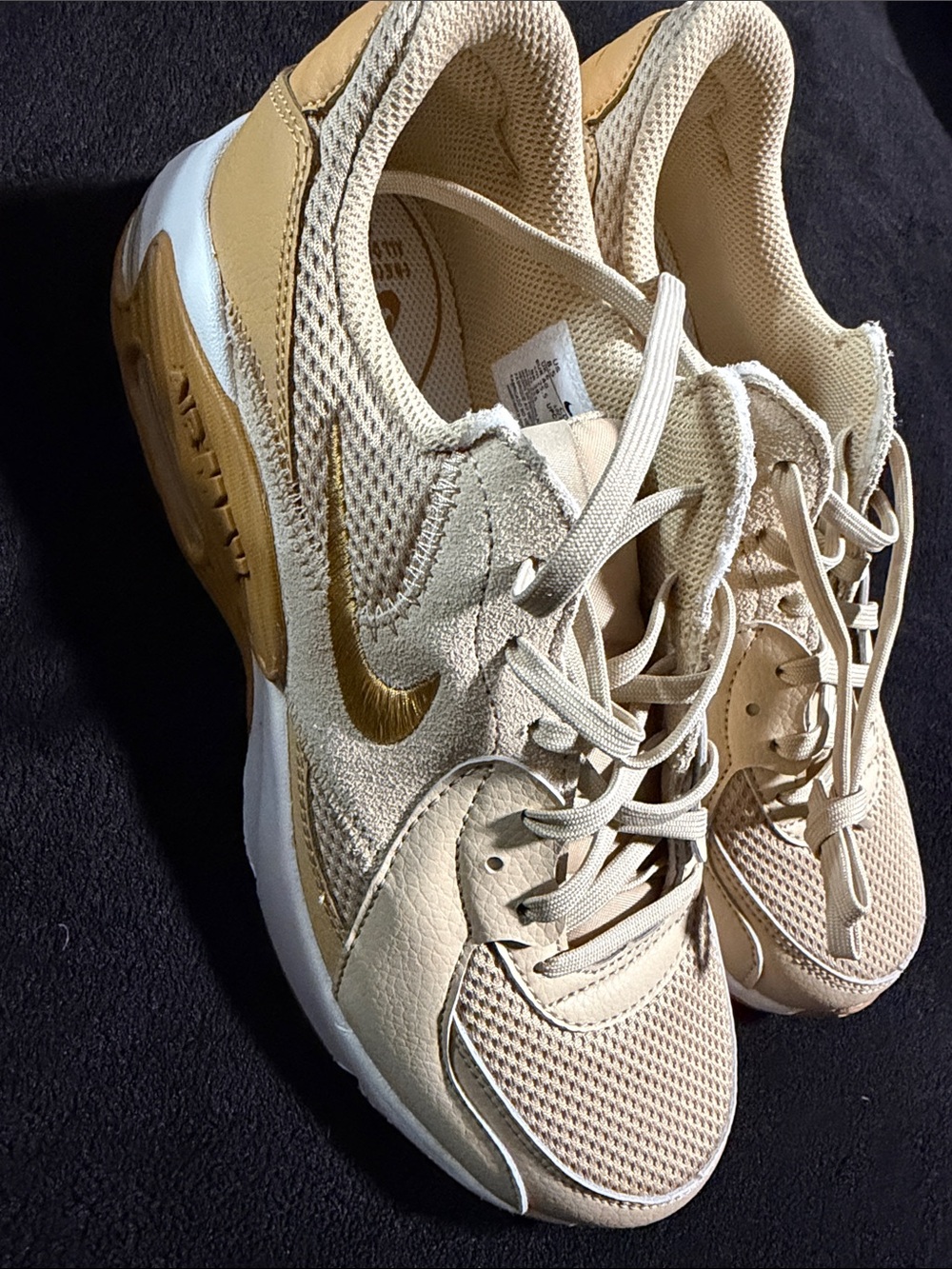 Nike Women's Beige/Tan Gold-Accent Athletic Sneakers